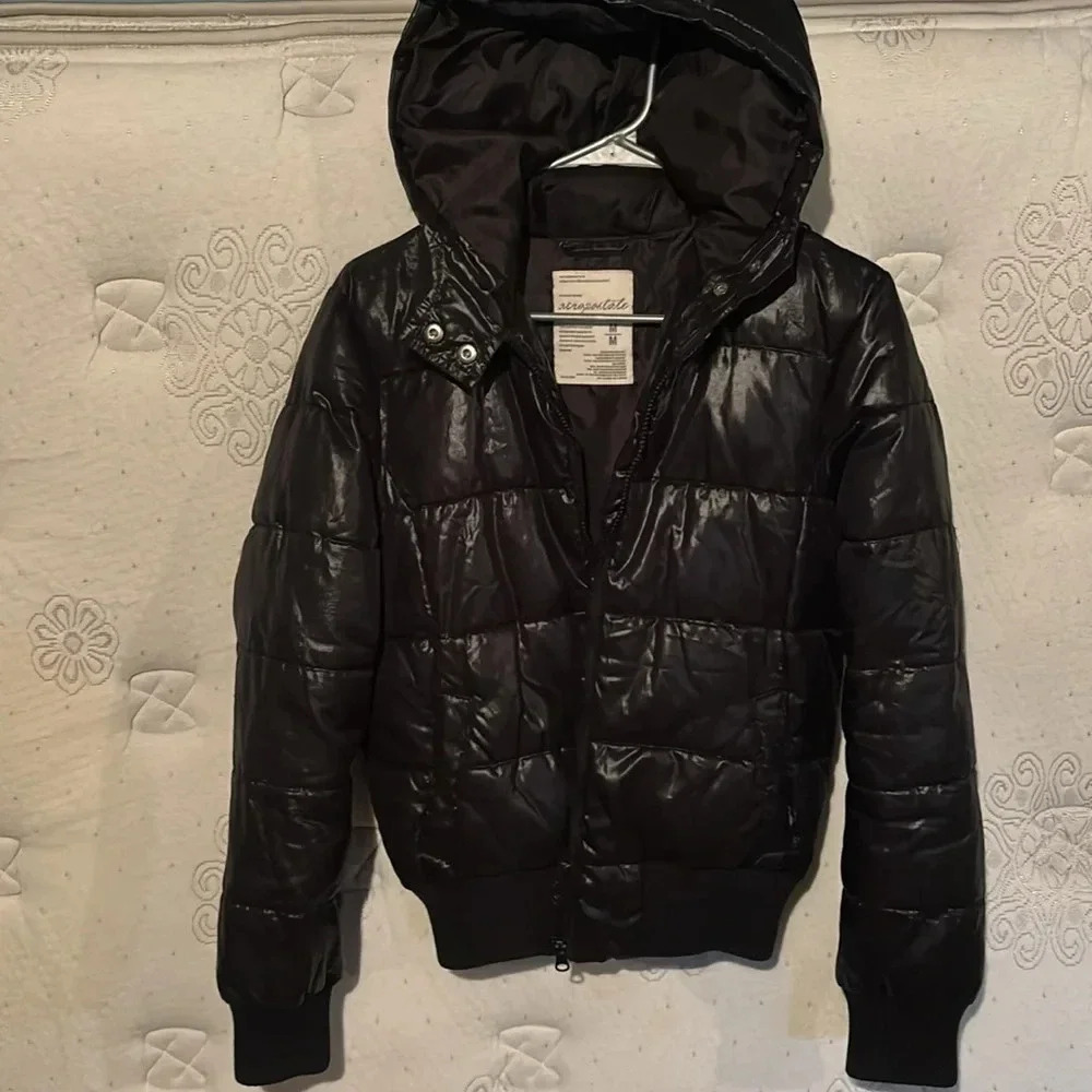 Aeropostale Black Puffer Y2K Full Zip Jacket size M - Picture 2 of 15